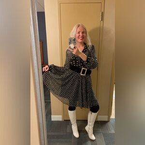 Denny Rose Black and White Heart Pattern dress